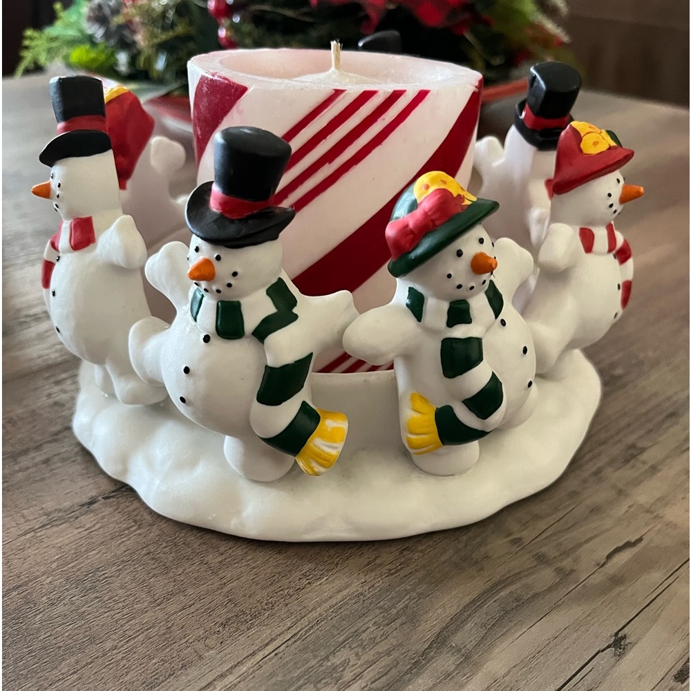 EUC VTG PARTYLITE  DANCING SNOWMEN